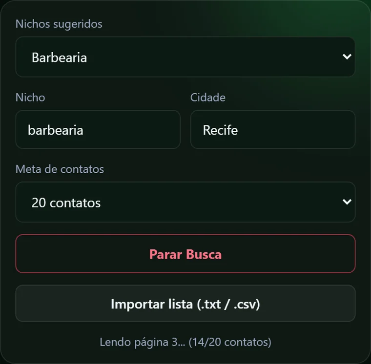 Busca por nicho e cidade